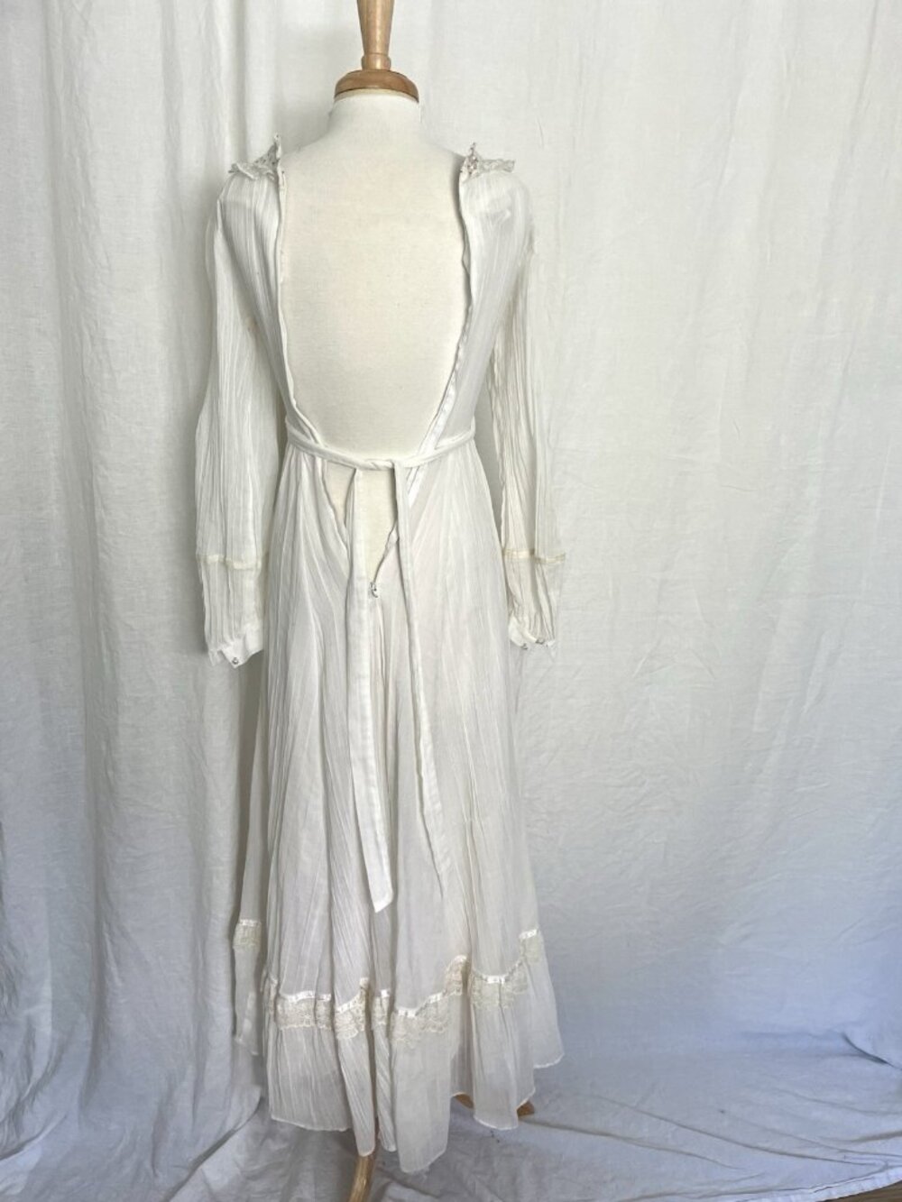 Vintage 70’s Gunne Sax Prairie Cottagecore Long Sleeve Maxi Dress Wedding sz XS - Picture 8 of 16